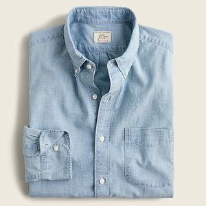 NWT J. Crew Slim Untucked Organic Cotton Long-Sleeve Chambray Shirt